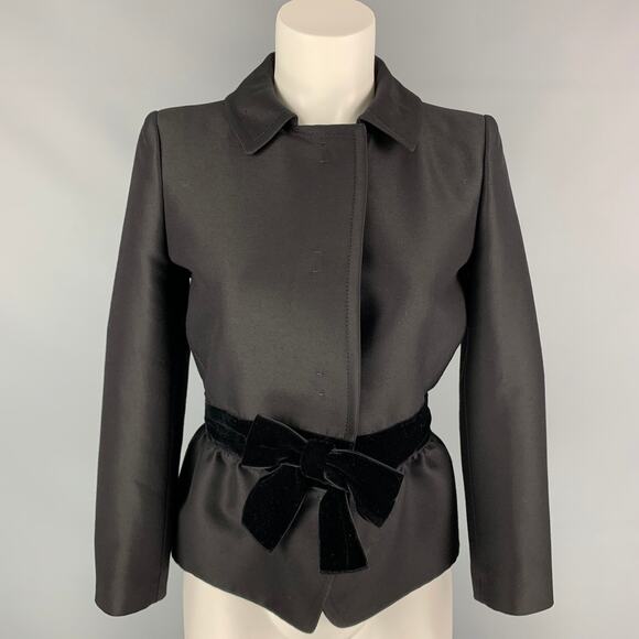GIAMBATTISTA VALLI Size 6 Black Wool / Silk Bow Jacket - Picture 1 of 1